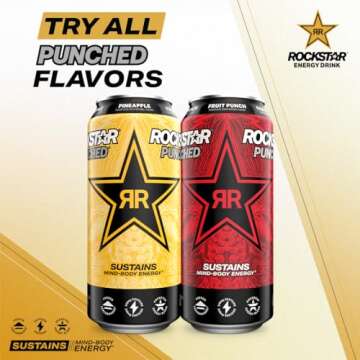 Rockstar Energy Drink Punched Hardcore Apple, 16oz Cans (12 Pack)