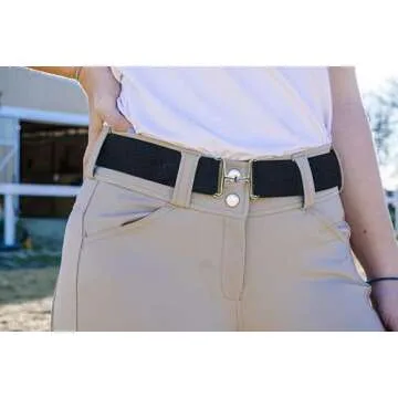 Dielianyi 1.5-inch Elastic Equestrian Belt Bit Buckle Leather Key Strap for Horseback Riding Equestrian Sports Belts (black)