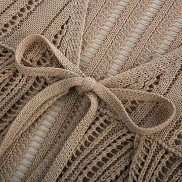 Women's Crochet Kimono Cardigan 3/4 Sleeve Open Front Knit Cardigan Sweaters for Women Lightweight M Apricot