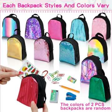 Euclidean Cube 2 Pieces Mini Doll Backpack Toys with Stationery Surprises