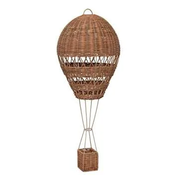Creative Co-Op Hanging Handwoven Rattan Hot Air Balloon, Natural Wall Decor, 10" L x 10" W x 24" H