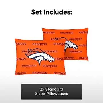FOCO Denver Broncos NFL Team Color Big Logo Standard 2 Pack Pillowcases