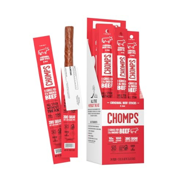 Chomps Grass-Fed Beef Snack Sticks, Protein-Packed & Healthy