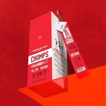 Chomps Grass-Fed Beef Snack Sticks, Protein-Packed & Healthy