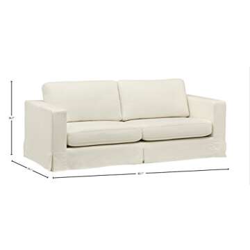 Amazon Brand – Stone & Beam Bryant Modern Sofa Couch with Slipcover, 85.1"W, Optic White