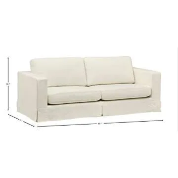 Amazon Brand – Stone & Beam Bryant Modern Sofa Couch with Slipcover, 85.1"W, Optic White