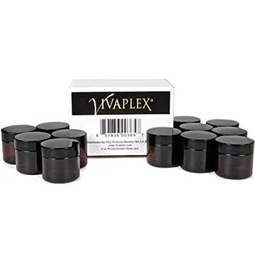 Vivaplex Amber 2 oz Glass Jars with Inner Liners