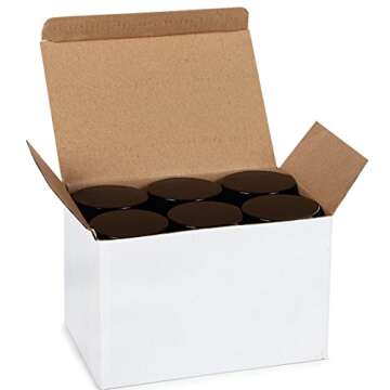 Vivaplex, 12, Amber, 2 oz, Round Glass Jars, with Inner Liners and black Lids