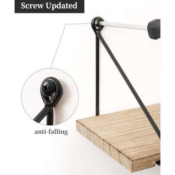 Afuly Floating Wall Shelves Rustic Wall Mounted Hanging Shelf Farmhouse Wall Bookshelf for Bathroom Kitchen Dining Living Room Wood Metal Organizers, Set of 2