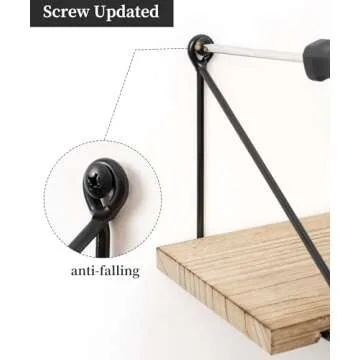 Afuly Floating Wall Shelves Rustic Wall Mounted Hanging Shelf Farmhouse Wall Bookshelf for Bathroom Kitchen Dining Living Room Wood Metal Organizers, Set of 2