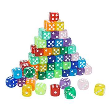 100pcs 16mm Game Dice D6 Six Sided of Rounded Translucent for Yahtzee,Tenzi, Farkle, Bunco, DND, MTG...