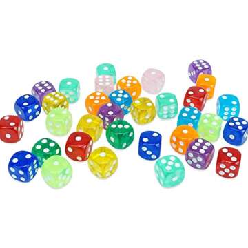 100pcs 16mm Game Dice D6 Six Sided of Rounded Translucent for Yahtzee,Tenzi, Farkle, Bunco, DND, MTG, RPG,Table Board Game or Teaching Math with a Beautiful Blue Drawstring Storage Bag