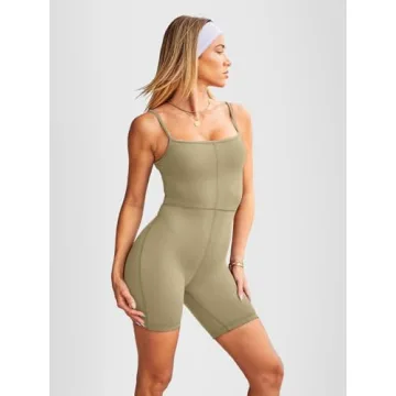 AUTOMET Women's Sexy Unitard Bodysuit Gym Casual Outfit