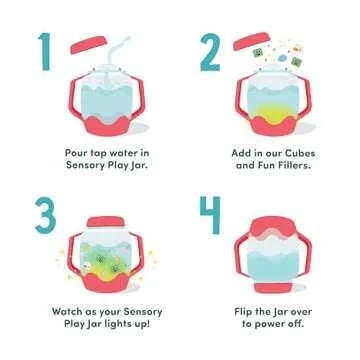 Glo Pals Sensory Play Pack Bundle with Sensory Play Jar, Light-Up Cubes, & Fun Fillers (Barnyard Blast)
