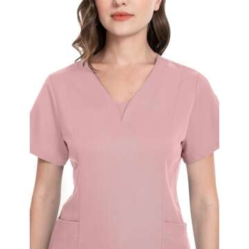 niaahinn Scrub Suit Set for Women Modern V-neck Top & Tapered Leg Jogger Pants with Drawstring Medic...