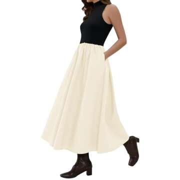 Lauweion Women's Turtleneck Maxi Dress with Pockets