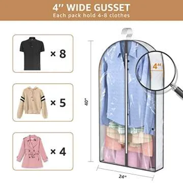 40" Garment Bags for Clothes Closet Storage - 5 Pack