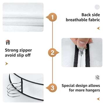 40" Garment Bags, Clear Clothes Covers with 4" Gussetes for Hanging Clothes Closet Storage, Breathable Protector for Suits Coat, Jacket, Sweater, Shirts, 5 Packs