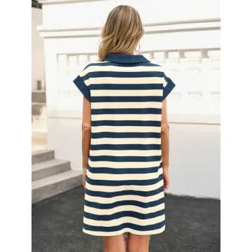 Wenrine Striped Summer Mini Dress with Pockets for Women