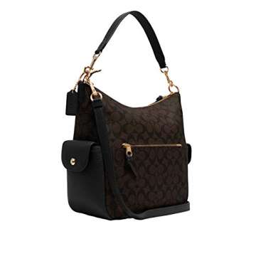 Coach Pennie Shoulder Bag In Signature Canvas Black/Brown