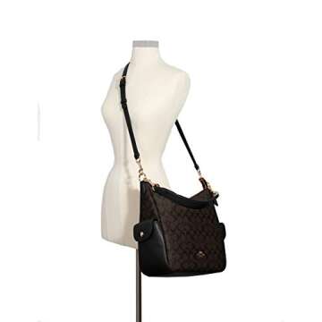 Coach Pennie Shoulder Bag In Signature Canvas Black/Brown