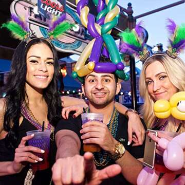 YAHPERN Mardi Gras Headbands for Women Mask Fleur De Lis Hairband Carnival Feather Headwear Mardi Gras Hair Accessory Gifts