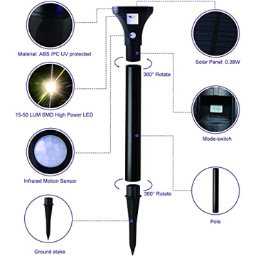 AURAXY Solar Motion Sensor Pathway Lights for Outdoors