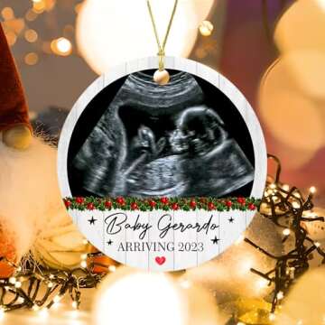 Customized Baby Arriving 2025 Ornament, Personalized Photo Baby Christmas Ornament Gift, Ultrasound Xmas Ornament, Pearhead Sonogram Gift for Parents, Custom Name & Year Frame Newborn Coming Ornament