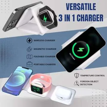 Foldable Wireless Charger 3 in 1 with 20W Adapter and Carrying Case