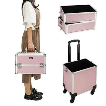 Mefeir 4 in 1 Rolling Makeup Train Case for Professionals, Stylish & Lockable