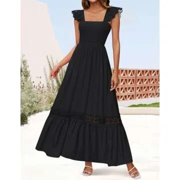 ZESICA Summer Lace Strap Maxi Dress for Stylish Comfort