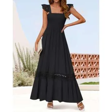 ZESICA Summer Lace Strap Maxi Dress for Stylish Comfort