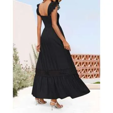 ZESICA Summer Lace Strap Maxi Dress for Stylish Comfort