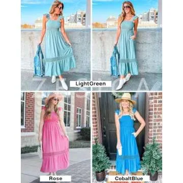 ZESICA Summer Lace Strap Maxi Dress for Stylish Comfort