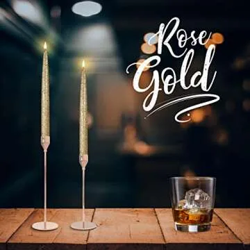 Rose Gold Candlestick Holders for Taper Candles, Set of 3 Taper Candle Holders for Candlesticks, Ideal for Home Décor, Wedding, Birthday Party, Date Night, Thanksgiving Or Other Special Occasions