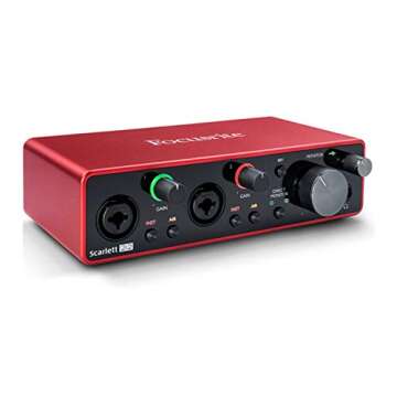 Focusrite Scarlett 2i2 Studio 3rd Gen USB Audio Interface Bundle with Desktop Boom Arm Mic Stand, Mic Shock Mount for 44-47mm Microphones and Pop Filter (4 Items)