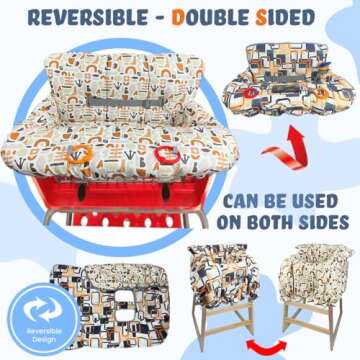 Shopping Cart Cover for Baby Grocery Cart Cover for Baby boy and Baby Girl, High Chair Cover for Baby and Toddler, Baby Registry Gift - Waterproof - Extra Large - Cotton - Double Sided (Yellow)