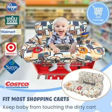 Shopping Cart Cover for Baby Grocery Cart Cover for Baby boy and Baby Girl, High Chair Cover for Baby and Toddler, Baby Registry Gift - Waterproof - Extra Large - Cotton - Double Sided (Yellow)