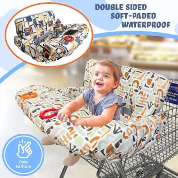 Shopping Cart Cover for Baby Grocery Cart Cover for Baby boy and Baby Girl, High Chair Cover for Baby and Toddler, Baby Registry Gift - Waterproof - Extra Large - Cotton - Double Sided (Yellow)