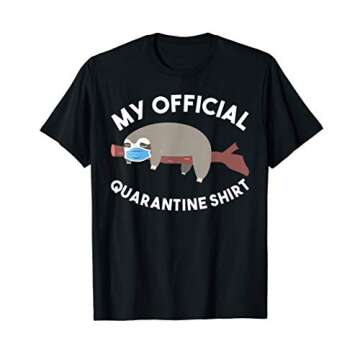 My Official Quarantine Funny Lazy Sloth Face Mask T-Shirt