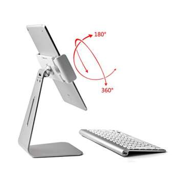 Tablet Holder Stand, Stouch 360° Rotatable Aluminum Desktop Holder Mount Compatible for 7-13 inch Galaxy Tab S8, iPad Pro/Air/Mini,Nexus, Surface Pro 4 Kiosk POS Silver