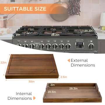 Elegant Noodle Board Stove Cover - Acacia Wood for Kitchen Magic