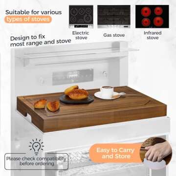 Noodle Board Stove Cover with Handles - Acacia Wood