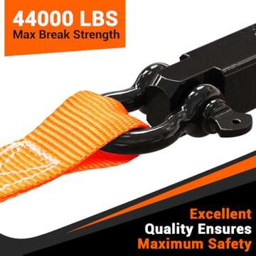 Ohuhu D Ring Shackles 3/4" 2 Pack, D Shackle Rugged 20 Ton (44,000 lbs) Maximum Break Strength, 4.75 Ton (9,500 Lbs) Capacity