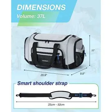 BAGSMART Sports Gym Bag, 37L Travel Duffel Bag Carry-on Bag, Lightweight Weekend Overnight Bag with Shoe Compartment & Wet Pocket, Water-resistant Workout Duffle Bag for Travel Gym- Grey