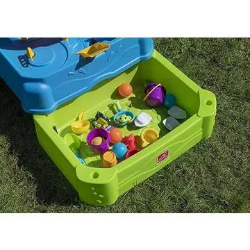 Step2 Waterpark Wonders Two-Tier Water Table, Kids Water Activity Sensory Playset, Comes with Umbrella, Summer Outdoor Toys, 11 Piece Water Toy Accessories, for Toddlers 1.5+ Years Old