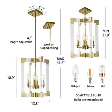 NDZMN Modern Chandelier with Brass Finish for Any Room