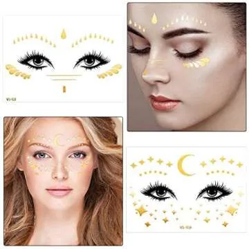 Zonon 20 Sheets Glitter Freckles Temporary Face Tattoos
