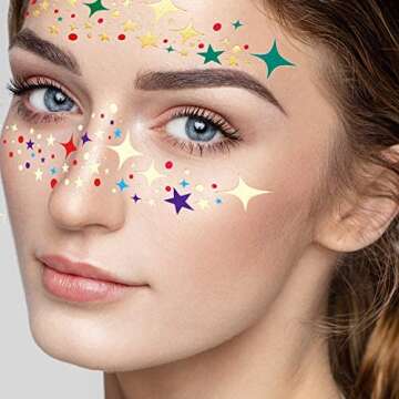 Zonon 20 Sheets Glitter Freckles Temporary Face Tattoos