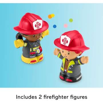 Fisher-Price Little People Toddler Toy Fire Truck Musical Push-Along Vehicle with 2 Figures for Pretend Play Ages 1+ Years